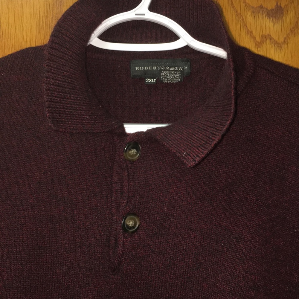 Robert Banks Pure Wool Wine Sweater with two Buttons